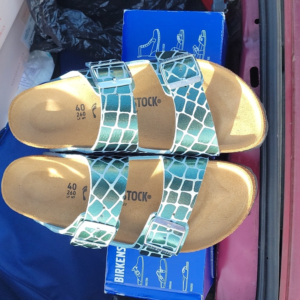 Birkenstock sz9 Arizona Gator Gleam Ocean Breeze - Picture 5 of 5